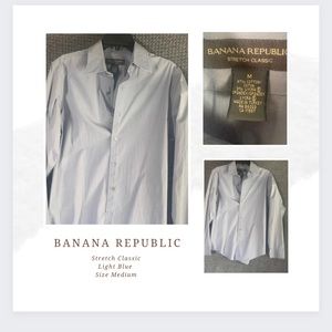 Banana Republic Stretch Classic Blue Button Down Blouse